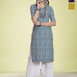 Moda Rapido Women Ethnic Motifs Printed Mirror Work Floral Crepe Kurta-image-62