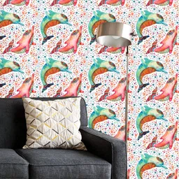 ArtzFolio Printed UV-Resistant Anti-Bacterial Dolphins With Bubbles Peel & Stick Wallpaper-image-80