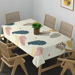 Arrabi Cream-Coloured & Yellow Floral Printed 8-Seater Table Cover-2