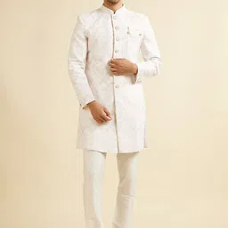 Manyavar Men Embroidered Regular Sequinned Kurta with Trousers-picture-29