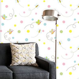 ArtzFolio Printed UV-Resistant Anti-Bacterial Cute Insects And Flowers Peel & Stick Wallpaper-image-56