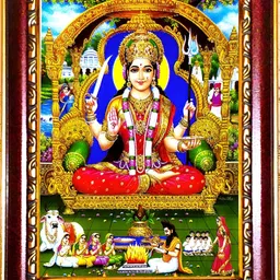 SUNINOW Gold-Toned & Blue Jai Santoshi Maa Wooden Religious Photo Frame-picture-52