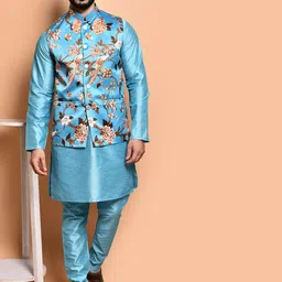 PRINTCULTR Men Regular Pure Silk Kurta with Trousers-43