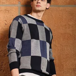 Campus Sutra Men Colourblocked Round Neck Long Sleeves Cotton Pullover-picture-12