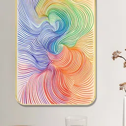 Myntra Elegant Homes Orange & Blue Abstract Wooden Wall Art-image-60