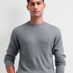 Arrow Men Round Neck Cotton Pullover-image-16