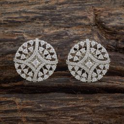 Kushal's Fashion Jewellery 92.5 Sterling Silver Rhodium-Plated Zircon Geometric Studs-31