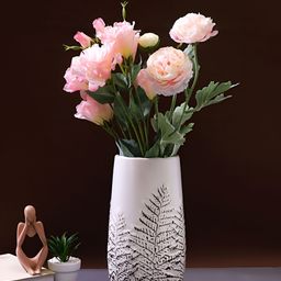 TAYHAA Pink 2 Pieces Rose Artificial Flower With Pot-17