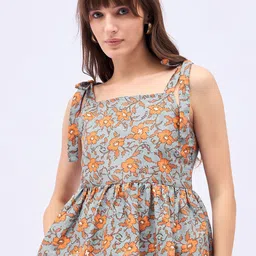 all about you Floral Print Cotton Peplum Crop Top-image-39