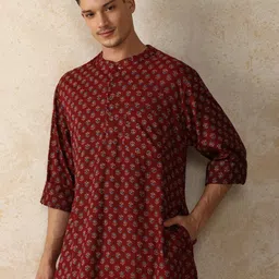 Moara Men Floral Printed Festive Cotton Straight Kurta-picture-29