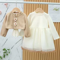 YK Girls Round Neck Applique Detail A-Line Dress-image-70