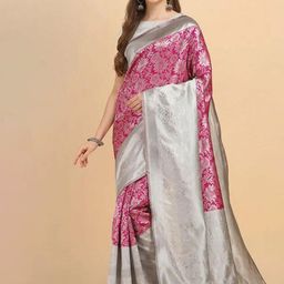 VILLE FASHION Woven Design Zari Art Silk Kanjeevaram Saree-image-84