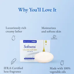 Softsens Set Of 3 Naturally Soft Skin Cream Bar Soap - 4 Pcs Each - 100 g Each image 4