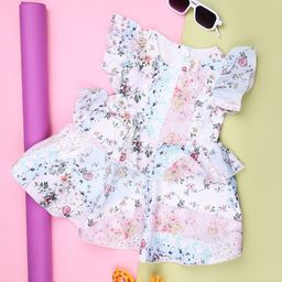 V-Mart Girls Floral Printed Round Neck Fit & Flare Dress-picture-5