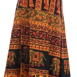 Exotic India Ethnic Motifs Printed Wrap Around Maxi Skirt-image-39