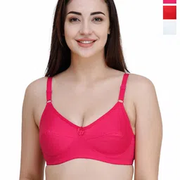 College Girl Pack Of 3 Full Coverage Non Padded Pure Cotton Everyday Bra-image-7