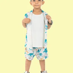 NEW GEN Boys Printed Short Sleeves Shirt With T-Shirt And Shorts-16