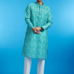 Diwas by Manyavar Ethnic Motifs Printed Mandarin Collar Straight Kurta-image-81