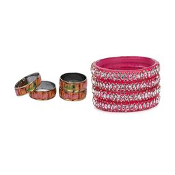 SOMIL Set Of 8 Multi Alloy Artificial Stones & Beads Bangles-picture-0