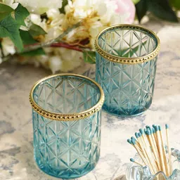 Pure Home and Living Blue Diamond Texture Tea-Light Holder-image-98