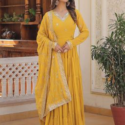 Kedar Fab Women Ethnic Motifs Embroidered Sequined Ethnic Dresses-image-82