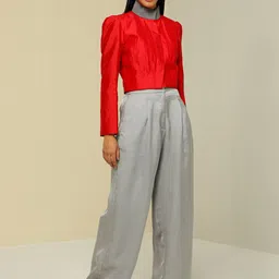 ZAITRA Women Colourblocked Cotton Crop Bomber with Patchwork Jacket-image-73