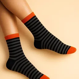 ZEVORA Men Striped Calf-Length Cotton Socks-picture-8