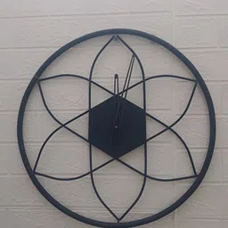 Nutts Black Round Shaped Analogue Contemporary Wall Clock-54