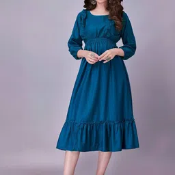 Raiyani Fashion Applique Crepe Fit & Flare Midi Dress-picture-33
