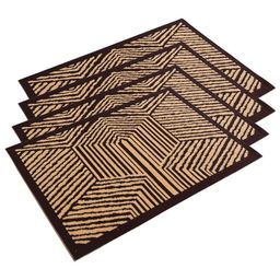 Kuber Industries 4-Pcs Brown & Beige Chevron Rectangular Anti-Skid Doormats-90
