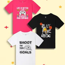 NUSYL Boys 3 Printed Drop-Shoulder Sleeves T-shirt-image-30