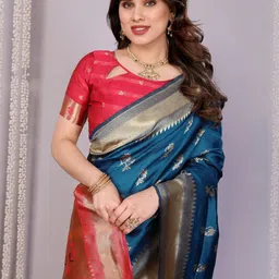 RUNAYA NX Floral Zari Silk Blend Banarasi Saree-image-78