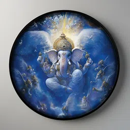 Art Street Blue & Yellow Synthetic Wood Religious Wall Paintings-image-41
