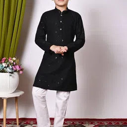 AHLAN APPARELS Boys Ethnic Motifs Embroidered Sequinned Kurta with Pyjamas-58