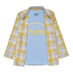 Gini and Jony Boys Comfort Fit Tartan Checked Spread Collar Cotton Casual Shirt-36