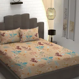 YaAkholic Multicoloured 210 TC Queen Bedsheet with 2 Pillow Covers-image-65
