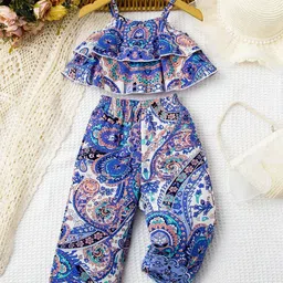 BAESD Girls Printed Top with Trousers Clothing Set-image-42
