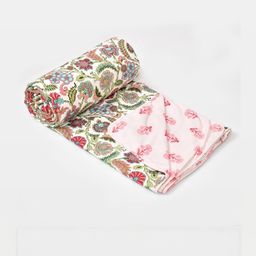 Shubastik Red & Green Floral Printed AC Room 120 GSM Single Bed Dohar-image-61