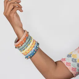 Taasha Craft Set Of 8 Stone-Studded & Beaded Bangles image 3