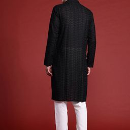 MANQ Men Geometric Thread Work Kurta image 4