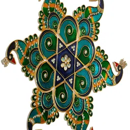 Kala Samarpan Blue & Green Metal Rangoli With Centerpiece-10