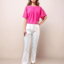 Zink London Women White Solid Straight Fit Flared Trouser-picture-32
