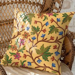 CASABLEU Varoski Kashmiri Mustard 2 Pieces Floral Printed Square Cushion Covers-image-33
