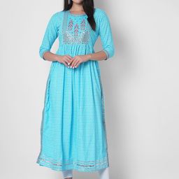 BAIRAJ Yoke Design Round Neck Anarkali Kurta-image-17
