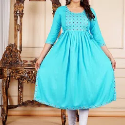 KIAARON Women Ethnic Motifs Embroidered Mirror Work Maternity Kurta-image-61