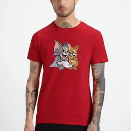 HESHA Humour and Comic Printed Tom & Jerry Round Neck Pure Cotton Relaxed Fit T-Shirt-image-34