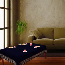 Home Heart Navy Blue Cotton 4-Seater Table Cover with Patchwork details-64