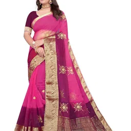 Pemal Designer Embroidered Zari Organza Saree-picture-42