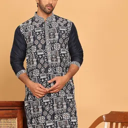 Jompers Men Floral Embroidered Thread Work Floral Kurta-picture-29