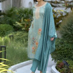 FLAVICA Women Floral Printed Kurta with Trouser & Dupatta-image-82